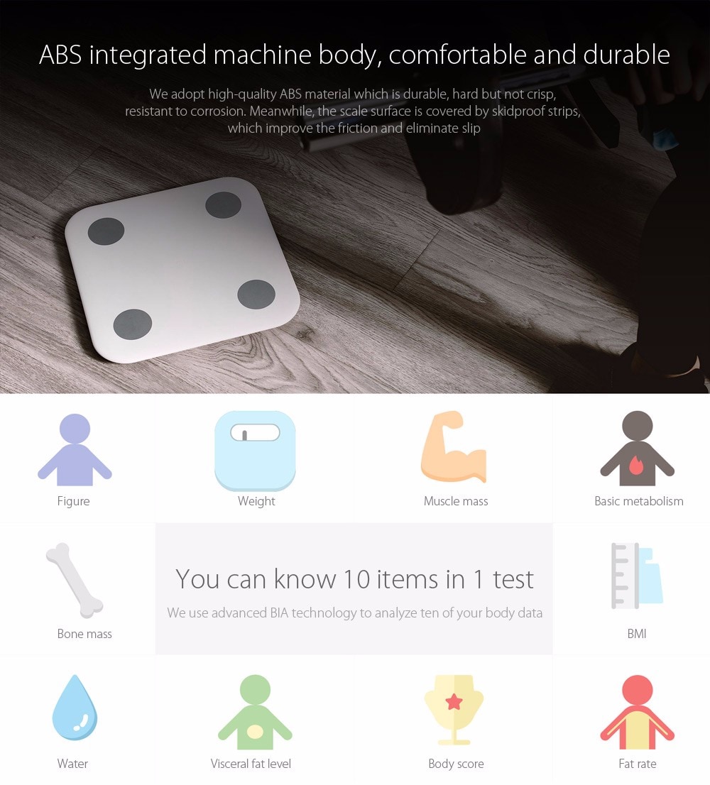 Xiaomi XMTZC02HM Bluetooth 4.0 Cân sức khỏe cơ thể Công cụ cân cá nhân thông minh kỹ thuật số thông minh- PHIÊN BẢN BÌNH THƯỜNG trắng