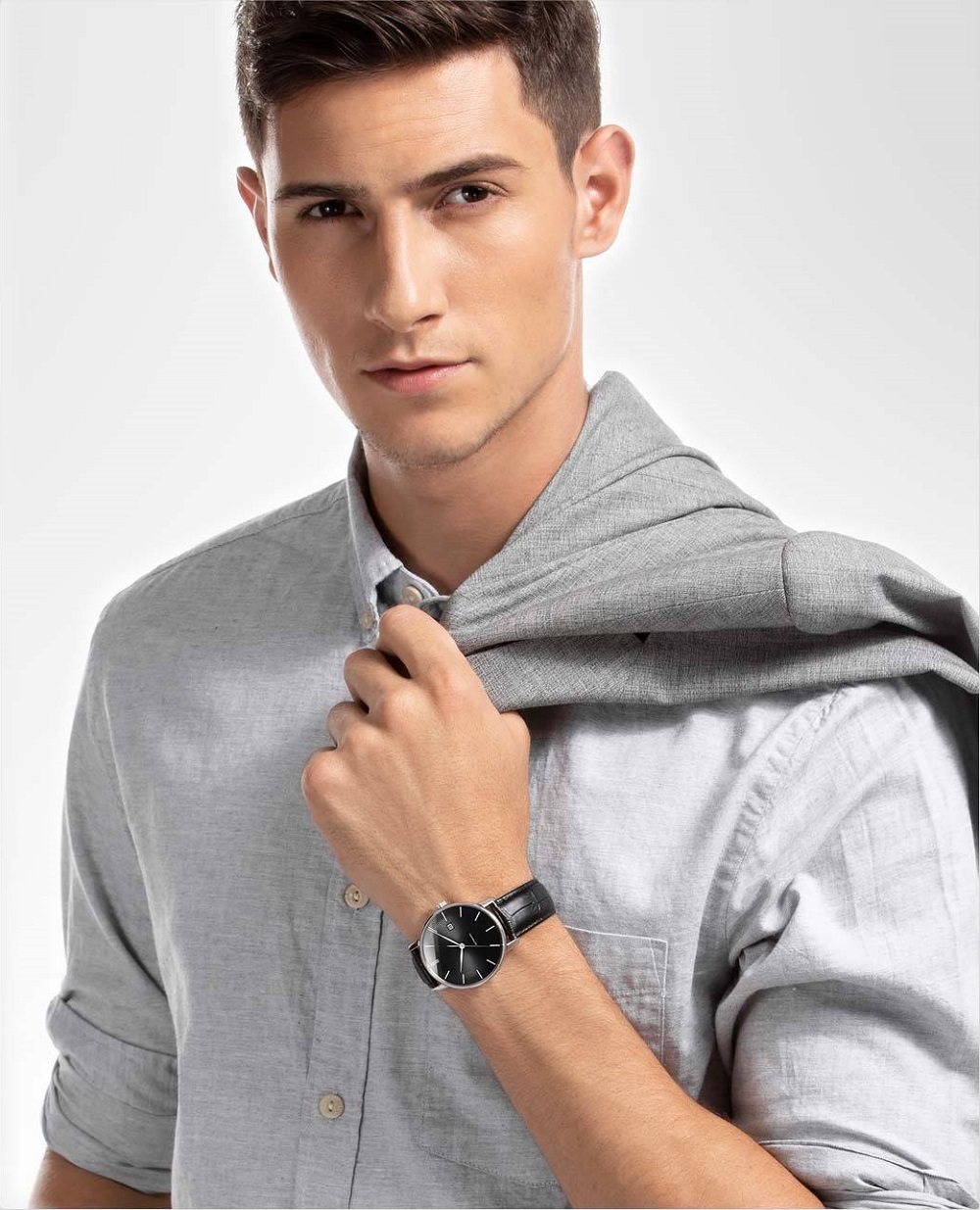 Đồng hồ đeo tay nam Xiaomi TwentySeventeen 5ATM với bề mặt Sapphire và dây đeo bằng da - Đen