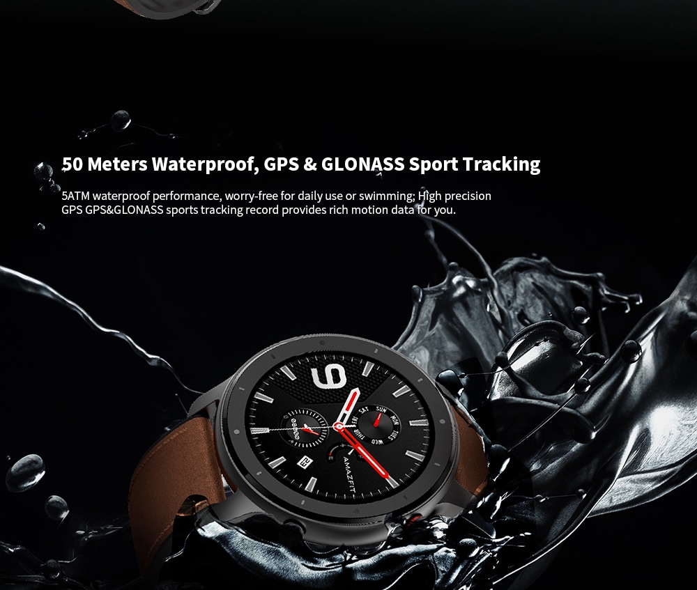 Đồng hồ thông minh AMAZFIT GTR 47mm 50 mét chống nước 12 chế độ thể thao- Vỏ hợp kim nhôm 47mm màu nâu